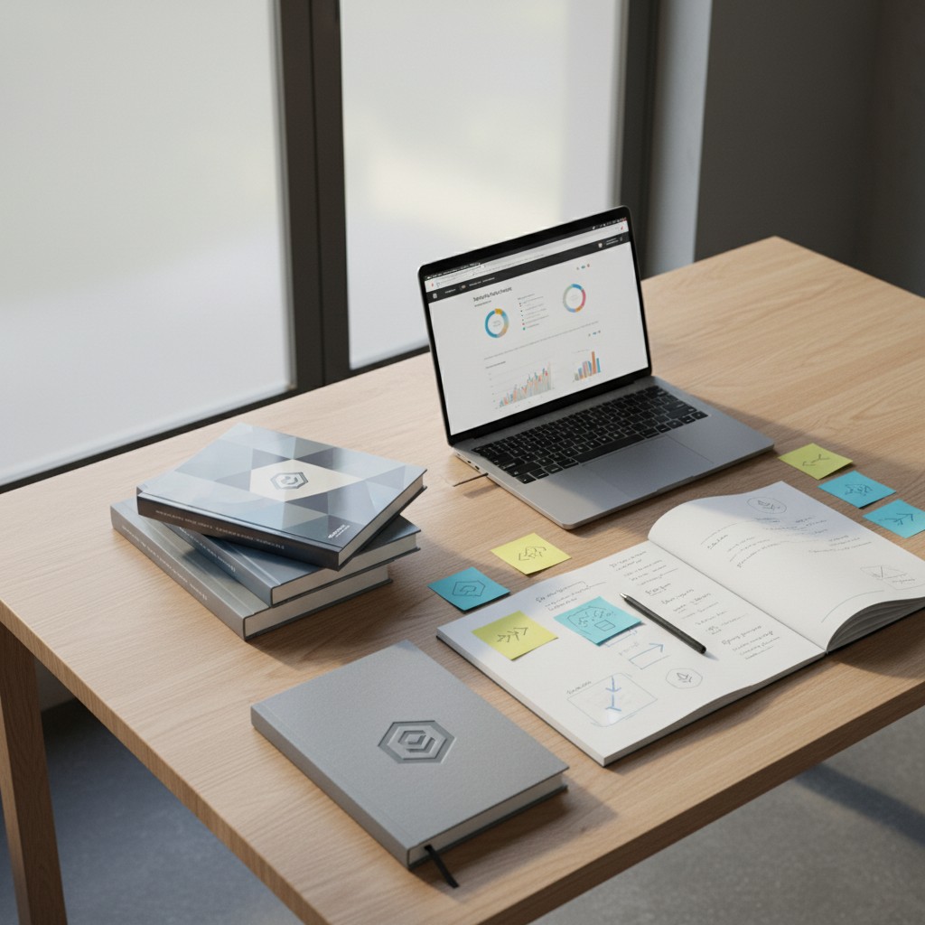 Desmeubles par le soleil à travers des fenêtres ; un ordinateur utilisant un exemple de design employer.